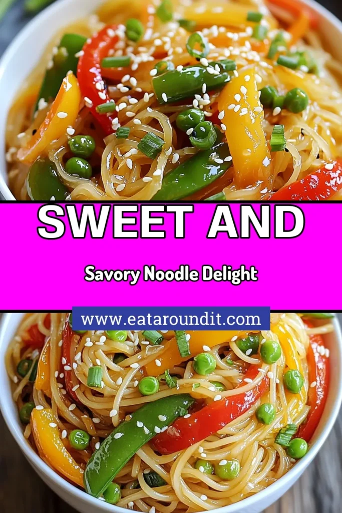 Savor the deliciousness of this Honey Garlic Noodle Stir-Fry, the perfect quick vegetarian dinner! This easy stir-fry recipe highlights vibrant veggies and rice noodles tossed in a sweet and savory honey garlic sauce. Ideal for busy weeknights, this Asian noodle recipe packs flavor and nutrition into every bite. Ready in just 25 minutes, it’s a must-try. Save it now for your next meal! #NoodleStirFry #VegetarianRecipes #QuickDinner #EasyStirFry