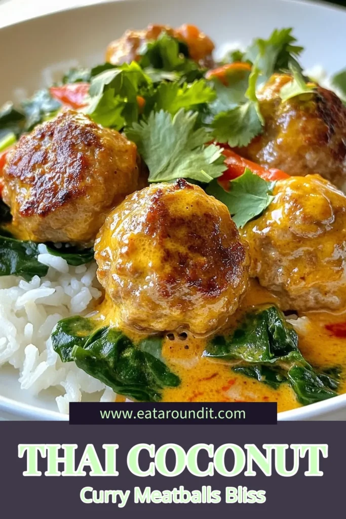 Savor the flavors of Thailand with these easy Thai coconut curry meatballs! Made with ground chicken, these tender meatballs are drenched in a delicious coconut curry sauce recipe that’s perfect for a Thai-inspired dinner. In just 40 minutes, you can create a meal that delights the senses. Try this Thai coconut curry meatballs recipe tonight and enjoy the culinary journey. Save this pin for later! #ThaiCoconutCurryMeatballs #EasyThaiMeatballs #ThaiInspiredDinner #CoconutCurrySauceRecipe