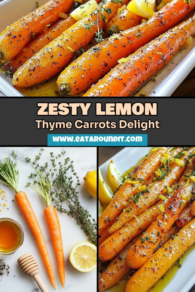 Discover the perfect way to elevate your meals with these Lemon Thyme Roasted Carrots! This easy carrot side dish will transform your dinner table. Follow our roasted baby carrots recipe to whip up healthy roasted vegetable recipes that are bursting with flavor. Featuring honey lemon carrots for a touch of sweetness, this dish is sure to impress. Save this recipe for your next meal! #RoastedCarrots #HealthyRecipes #VegetableSideDishes #LemonThymeCooking