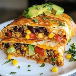 - 4 large flour tortillas - 1 cup refried black beans - 1 cup cooked quinoa - 1 cup corn kernels (can be fresh or frozen) - 1 cup diced tomatoes - 1 cup shredded lettuce - 1 avocado, sliced - 1/2 cup vegan cheese shreds - 1/4 cup taco sauce (your favorite brand) - 1 teaspoon chili powder - 1 teaspoon cumin - Salt and pepper, to taste - Olive oil, for cooking These ingredients come together to create a tasty and filling Vegan Crunchwrap Supreme. The flour tortillas form the base, holding in all the goodness. Refried black beans bring creaminess and protein. Cooked quinoa adds texture and a nutty flavor. Corn kernels bring sweetness and crunch. Diced tomatoes add freshness. Shredded lettuce contributes a crisp bite. Sliced avocado gives a rich creaminess. Vegan cheese shreds melt perfectly, making it feel indulgent. Taco sauce adds zesty flavor. Chili powder and cumin spice it up, while salt and pepper enhance all the tastes. Finally, olive oil helps to crisp the crunchwrap in the skillet. Gather these ingredients and get ready to create a meal that is not just easy but packed with flavor. {{ingredient_image_2}} - Combining ingredients: Start by mixing the cooked quinoa, corn, diced tomatoes, chili powder, cumin, salt, and pepper in a bowl. Make sure to stir well so all the flavors blend together nicely. - Heating refried beans: Preheat your skillet over medium heat. Add the refried black beans and heat them for about 2-3 minutes. Stir occasionally until they are warm. Then, set them aside. - Assembling the crunchwrap: Take a flour tortilla and place it flat on your surface. Spread a layer of warm refried beans in the center. Next, add the quinoa-corn mixture on top. Sprinkle vegan cheese, add avocado slices, and a bit of taco sauce. Finish with shredded lettuce and diced tomatoes. - Initial cooking in the skillet: Drizzle some olive oil into the same skillet, keeping it on medium heat. Carefully place the crunchwrap seam-side down in the skillet. This helps it stay together while cooking. - Flipping and finishing the crunchwrap: Cook the crunchwrap for 3-4 minutes until it becomes golden brown and crispy. Then, gently flip it over and cook the other side for another 3-4 minutes. Both sides should be nice and golden. - Presentation tips: Cut the crunchwrap in half to show off those tasty layers. You can place them on a colorful plate and drizzle some extra taco sauce on top for a pop of color. - Accompaniments for serving: Serve with a small bowl of fresh salsa or guacamole on the side. A sprinkle of fresh cilantro on top adds a nice touch for a beautiful presentation. - Best cooking temperatures: Use medium heat for cooking. This helps the crunchwrap cook evenly and get crispy. - How to achieve the perfect crunch: Make sure to use enough olive oil in the skillet. This gives the crunchwrap a nice golden color and a crispy texture. - Alternative ingredients for dietary preferences: If you want a gluten-free option, use corn tortillas instead of flour. You can also swap out the refried black beans for lentils or chickpeas for a different texture. - Recommended brands for vegan cheese and taco sauce: For vegan cheese, I suggest brands like Daiya or Follow Your Heart. For taco sauce, try Amy's Organic or Taco Bell’s vegan sauce for a tasty kick. Pro Tips Fresh Ingredients: Use fresh ingredients for the best flavor and texture. Fresh tomatoes and avocado will enhance the overall taste of your crunchwrap. Customize Your Fillings: Feel free to add or substitute any fillings based on your preference. Black beans, lentils, or roasted veggies can be great alternatives! Perfectly Crispy Wrap: Ensure your skillet is preheated before adding the crunchwrap. This will help achieve that golden-brown, crispy exterior. Serve with Dips: Pair your crunchwrap with your favorite dips like guacamole or salsa for an extra layer of flavor and enjoyment. {{image_4}} You can make your Vegan Crunchwrap Supreme even better. Here are some fun ideas: - Add more veggies: Try adding bell peppers or jalapeños for extra crunch and heat. They bring color and flavor to your dish. - Different beans: Swap the refried black beans for pinto or kidney beans. Each type adds a unique taste and texture. You can enjoy your crunchwrap in different ways. Here are some serving styles to try: - Crunchwrap as a flatbread: If you want a different look, serve it as a flatbread. Just skip folding it and cook it flat. - Crunchwrap served as a burrito-style wrap: Wrap it like a burrito for a hearty meal. Simply use the same fillings and wrap it tightly. This method keeps all the tasty bits inside. These variations will keep your meals exciting and flavorful! To store your leftover Vegan Crunchwrap Supreme, place them in an airtight container. Keep them in the refrigerator for up to three days. Make sure to let them cool down before sealing. This helps prevent sogginess. To reheat, you can use a skillet or a microwave. If using a skillet, heat it over medium heat. Place the crunchwrap in the skillet and cook for about 3-4 minutes on each side. This keeps the outside crispy. If using a microwave, heat on high for about 1-2 minutes. The crunchwrap may get soft, but it’s quick. You can freeze prepared crunchwraps for later. Wrap each crunchwrap tightly in plastic wrap. Then, place them in a freezer-safe bag. They can last up to three months in the freezer. To thaw frozen crunchwraps, move them to the fridge for a few hours or overnight. For reheating, follow the same skillet method. This keeps the crunchwraps tasty and fresh, even after freezing. Can I make this recipe gluten-free? Yes, you can. Use gluten-free tortillas instead of flour ones. Many brands offer tasty options. Check labels to ensure they are indeed gluten-free. How do I make it spicier? To spice it up, add diced jalapeños or use a spicier taco sauce. You can also mix in extra chili powder. Adjust to your taste for that perfect kick. What is the nutritional information for Vegan Crunchwrap Supreme? Each serving has around 350 calories. It includes protein from beans and quinoa. The dish is rich in fiber and healthy fats from avocado. Nutritional values can vary based on specific brands used. How to scale the recipe for larger servings? To serve more people, simply double or triple the ingredients. Keep the same cooking methods, but use a larger skillet if needed. This way, you maintain the crunch and flavor. Tips for meal prep with Vegan Crunchwraps You can prepare the filling ahead of time. Store it in the fridge for up to three days. When ready to eat, just assemble and cook. This saves time and keeps meals fresh. In this article, we covered how to make a delicious Vegan Crunchwrap Supreme. You learned about the key ingredients, step-by-step instructions, and helpful tips for cooking. We also explored fun variations and how to store leftovers. With these ideas, you can enjoy tasty, hearty meals whenever you like. Get creative with ingredients and make this recipe uniquely yours. Enjoy every crunchy bite!