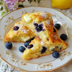 To make lemon blueberry scones, you need a mix of dry and wet ingredients. Here’s the complete list of what you’ll need: - 2 cups all-purpose flour - 1/2 cup granulated sugar - 1 tablespoon baking powder - 1/4 teaspoon salt - 1/2 cup unsalted butter, cold and cubed - 1/2 cup fresh blueberries (or frozen, thawed) - Zest of 1 lemon - 1/4 cup heavy cream - 1 large egg - 1 teaspoon vanilla extract - 2 tablespoons fresh lemon juice - Extra granulated sugar for sprinkling Each ingredient plays a vital role in creating soft, flaky scones that burst with flavor. The all-purpose flour gives structure, while the sugar adds sweetness. Baking powder helps the scones rise, creating that perfect, airy texture. Fresh blueberries bring a juicy pop, and lemon zest lifts the flavor to new heights. Using cold butter is key to achieving a flaky texture. The heavy cream and egg add richness, making every bite a delight. Finally, a sprinkle of sugar on top gives a lovely finish. Together, these ingredients create an irresistible treat that is sure to impress! {{ingredient_image_2}} 1. Preheat your oven to 400°F (200°C). This heat helps the scones rise perfectly. 2. Line a baking sheet with parchment paper. This stops the scones from sticking. 3. In a large bowl, mix the flour, sugar, baking powder, and salt. Whisk them well. 4. Add the cold, cubed butter to the bowl. Blend it into the flour until it looks crumbly. 1. Gently fold in the fresh blueberries and lemon zest. Be careful not to crush the blueberries. 2. In another bowl, whisk the heavy cream, egg, vanilla, and lemon juice together. Mix until smooth. 3. Pour the wet mixture into the dry ingredients. Stir gently with a spatula until just combined. 1. Transfer the dough to a floured surface. Knead it gently a few times to bring it together. 2. Pat the dough into a circle about 1 inch thick. This helps it bake evenly. 3. Slice the dough into 8 wedges with a sharp knife. Place them on the lined baking sheet. 4. Brush the tops with extra heavy cream and sprinkle sugar on top for sweetness. 5. Bake for 15-20 minutes until the scones are golden brown. 6. Let the scones cool on the baking sheet for a few minutes before transferring them. To make great scones, start with cold butter. Cold butter helps the scones rise high and stay flaky. Cut the butter into small cubes before mixing. This keeps it cold until baking. Avoid overmixing the dough. Mix just until the flour disappears. If you mix too much, the scones become tough. You want them light and airy, not dense. The ideal oven temperature is 400°F (200°C). This heat helps the scones bake evenly. Preheat your oven for at least 15 minutes before baking. You can tell when scones are done by their color. They should turn a nice golden brown. You can also test with a toothpick. If it comes out clean, the scones are ready. Serve the warm scones on a nice platter. A dollop of clotted cream or butter makes a great side. It adds to the taste and looks lovely. For garnishing, sprinkle fresh lemon zest on top. This adds color and a fresh aroma. Scatter some whole blueberries around the scones for a pop of color. It makes the dish inviting and delicious. Pro Tips Use Cold Butter: Ensure your butter is cold and cubed to create a flaky texture in your scones. This helps to achieve that desired rise and lightness. Don't Overmix: When combining wet and dry ingredients, mix just until incorporated. Overmixing can lead to tough scones, so keep it gentle! Fresh vs. Frozen Blueberries: If using frozen blueberries, be sure to thaw and drain them to prevent excess moisture in the dough. Brush with Cream: Brushing the tops of the scones with heavy cream before baking gives them a beautiful golden-brown color and added richness. {{image_4}} To make gluten-free scones, use a gluten-free flour blend. You can find many blends that work well in baking. Replace all-purpose flour with an equal amount of this blend. Add 1 teaspoon of xanthan gum if it’s not already included in the mix. You may need to adjust the baking time slightly. Keep an eye on the scones, as they might bake faster or slower depending on your blend. For a vegan version, choose dairy-free milk like almond or oat milk. These options keep the scones moist and tasty. Instead of an egg, use a flax egg. Mix 1 tablespoon of ground flaxseed with 2.5 tablespoons of water. Let it sit for a few minutes to thicken. This mix binds the ingredients well. Your scones will still turn out delicious and fluffy. You can switch the blueberries for other fruits, like raspberries or chopped strawberries. Each fruit brings its own unique taste. Want to get creative? Add fresh herbs like rosemary or thyme for a savory twist. The herbs complement the lemon and add a new layer of flavor. Try different combinations to find your perfect match! To keep your leftover scones fresh, place them in an airtight container. This helps prevent them from drying out. You can store them at room temperature for up to two days. If you want to keep them longer, refrigerate them for about one week. To freeze unbaked scones, first cut them into wedges. Place the wedges on a baking sheet and freeze them for about one hour. Once frozen, transfer them to a freezer bag. They can be stored for up to three months. When you're ready to bake, take out the scones and let them thaw for about 30 minutes. Preheat your oven while they thaw. Bake them as usual, adding a few extra minutes to the baking time. Enjoy warm, fresh scones any time! Yes, you can use frozen blueberries. They may change the texture slightly. Frozen berries release more juice, which can make the scones a bit wetter. This can add a nice burst of flavor but be careful not to overmix. Thaw them first and drain any excess juice for best results. To achieve fluffy scones, ensure your butter is cold. Cut it into small pieces and mix it quickly into the flour. This creates pockets of air that help the scones rise. Also, avoid overmixing when you combine wet and dry ingredients. Gently fold until just combined for that perfect light texture. These scones shine with a dollop of clotted cream or butter. You can also pair them with fresh lemon curd for a citrus kick. A cup of tea or coffee complements them nicely, too. For an extra touch, sprinkle some lemon zest or scatter whole blueberries on top when serving. In this blog post, we explored how to make delicious lemon blueberry scones. From the essential ingredients to the step-by-step instructions, I shared tips for perfecting your scones. Remember to use cold butter and avoid overmixing for the best texture. I also covered storage methods and variations to suit your needs. Experiment with flavors and techniques to find what you love. Enjoy baking these scones and impressing friends or family with your skills. Your kitchen will smell amazing, and the taste will be worth it!