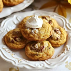 To make your Pumpkin Spice Latte Cookies, gather these tasty ingredients: - 1 cup unsalted butter, softened to room temperature - 1 cup packed brown sugar - 1/2 cup granulated sugar - 1 large egg - 1 teaspoon pure vanilla extract - 2 cups all-purpose flour - 1 teaspoon baking soda - 1 teaspoon baking powder - 2 teaspoons pumpkin pie spice - 1/2 teaspoon salt - 1/2 cup pumpkin puree (not pumpkin pie filling) - 1 cup chocolate chips (dark or semi-sweet, your choice) - 1/2 cup chopped pecans (optional, for crunch) Each ingredient plays a key role in the flavor and texture of the cookies. Butter provides a rich base. Brown sugar adds moisture and sweetness. Granulated sugar gives a nice touch of crunch. The egg binds everything together, while vanilla extract adds warmth. Pumpkin puree gives that lovely fall flavor. Flour is the backbone of the cookie. Baking soda and baking powder help them rise. Pumpkin pie spice brings that cozy autumn taste, and salt balances the sweetness. Finally, the chocolate chips add a delightful burst of flavor. If you want a little crunch, toss in some pecans. These ingredients come together to create a delightful, chewy cookie that captures the essence of fall. {{ingredient_image_2}} 1. First, preheat your oven to 350°F (175°C). This step gets your oven ready for baking. Next, grab a baking sheet and line it with parchment paper. This helps the cookies come off easily after baking. 2. In a large bowl, cream together 1 cup of softened unsalted butter, 1 cup of packed brown sugar, and 1/2 cup of granulated sugar. Use an electric mixer on medium speed for about 2-3 minutes. Your mixture should look light and fluffy. 3. Now, add 1 large egg and 1 teaspoon of pure vanilla extract to the mixture. Beat well until everything is smooth and creamy. 4. In another bowl, whisk together 2 cups of all-purpose flour, 1 teaspoon of baking soda, 1 teaspoon of baking powder, 2 teaspoons of pumpkin pie spice, and 1/2 teaspoon of salt. Make sure all the dry ingredients are well mixed. 5. Gradually add the dry ingredients into the wet mixture. Mix on low speed until just combined. It’s okay if there are a few flour streaks; don’t overmix. 6. Gently fold in 1/2 cup of pumpkin puree. Make sure it is evenly mixed in. Next, add 1 cup of chocolate chips and 1/2 cup of chopped pecans if you want a bit of crunch. Fold these into the dough until everything is well combined. 7. Using a tablespoon, scoop generous portions of dough onto the prepared baking sheet. Leave about 2 inches between each scoop. This space allows the cookies to spread while baking. 8. Bake in your preheated oven for 10-12 minutes. You want the edges to be lightly golden and the centers to look set. 9. Once baked, take them out of the oven. Let the cookies cool on the baking sheet for about 5 minutes. After that, use a spatula to transfer them to a wire rack to cool completely. 10. If you want an extra treat, serve the cookies warm with whipped cream on top. Enjoy your delicious Pumpkin Spice Latte Cookies! To make the best Pumpkin Spice Latte Cookies, use room temperature ingredients. Warm butter blends well with sugars. It helps create a light and fluffy dough. Cold ingredients can lead to dense cookies. Do not overmix your dough. When you add dry ingredients, mix just until combined. A few flour streaks are okay. This keeps the cookies soft and tender. Check for doneness by looking at the edges. They should be lightly golden. The centers should look set. Remember, cookies will continue to bake a bit while cooling. For a fun serving idea, add whipped cream on top of each cookie. It adds a festive touch and boosts flavor. You can even drizzle some chocolate syrup over the whipped cream. When it comes to arranging cookies, use a festive platter. Stack them high for a great look. This makes every bite feel special. Enjoy your cozy cookie creation with family and friends! Pro Tips Use Fresh Pumpkin Puree: For the best flavor, use fresh pumpkin puree instead of canned. You can roast and blend your own pumpkin for a richer taste. Chill the Dough: If you want thicker cookies, chill the dough for at least 30 minutes before baking. This helps prevent spreading and gives a chewier texture. Experiment with Spices: Feel free to adjust the pumpkin pie spice according to your preference. Adding a pinch of nutmeg or ginger can enhance the cookie flavor significantly. Store Properly: Keep the cookies in an airtight container at room temperature for up to a week. For longer storage, consider freezing them in a single layer and then transferring to a container. {{image_4}} You can change the flavor of your Pumpkin Spice Latte Cookies easily. Try using different types of chocolate chips. Dark chocolate gives a rich taste, while semi-sweet offers a nice balance. If you love milk chocolate, that works too. Each option adds a unique twist. You can also substitute nuts or add dried fruits. Chopped walnuts or almonds give a nice crunch. Dried cranberries or raisins add a sweet touch. Both options make your cookies more fun and colorful. Feel free to mix and match to find your perfect blend. If you need gluten-free options, you can use gluten-free flour. Many brands offer blends that work well in cookies. Just swap it in for all-purpose flour, and you’re good to go. Your cookies will still taste great. For vegan alternatives, replace the egg with a flaxseed meal. Mix one tablespoon of flaxseed with three tablespoons of water. Let it sit until it thickens. You can also use vegan butter instead of regular butter. These swaps help you enjoy the cookies while keeping your diet. Make these variations your own. Each choice lets you create cookies that fit your tastes or needs. Enjoy exploring new flavors! To keep your Pumpkin Spice Latte Cookies fresh, store them properly. You can keep them at room temperature in an airtight container. This works well if you plan to eat them in a few days. If you want to keep them longer, refrigeration is a good option. Just remember to let them warm up a bit before eating. You can also freeze cookie dough. Shape the dough into balls and place them in a freezer bag. This way, you can bake fresh cookies anytime. Baked cookies can also go in the freezer. Use a freezer-safe container and layer parchment paper between cookies to prevent sticking. These cookies last about one week at room temperature. If kept in the fridge, they can last up to two weeks. For frozen dough, it stays good for about three months. Baked cookies in the freezer are best used within three months too. To maintain freshness, always close the container tightly. If you notice any cookies getting hard, you can add a slice of bread to the container. This softens the cookies and keeps them tasty. Can I use homemade pumpkin puree? Yes, you can use homemade pumpkin puree. Just make sure it is thick and not watery. This ensures your cookies have the right texture and flavor. How can I make these cookies chewy? To make chewy cookies, use more brown sugar than white sugar. Brown sugar adds moisture. Also, avoid overbaking them. Pull them from the oven when the edges are golden. What can I substitute for pecans or gluten? If you want to replace pecans, try walnuts or leave them out. For a gluten-free option, use a gluten-free flour blend. This helps keep the cookies soft. How should I store leftover cookies? Store leftover cookies in an airtight container at room temperature. This keeps them fresh for up to a week. For longer storage, freeze them in a freezer bag. You now have everything you need to bake delicious pumpkin spice latte cookies. We covered the key ingredients, step-by-step instructions, and tips for perfect cookies. Remember to use room temperature ingredients and not to overmix. You can also experiment with flavors and dietary options. Store your cookies properly to keep them fresh. I hope you enjoy this tasty treat. Happy baking!