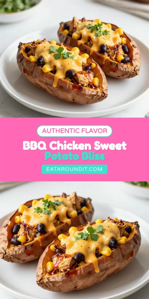 Discover the perfect dinner solution with these BBQ Chicken Stuffed Sweet Potatoes! This dish combines the wholesome goodness of sweet potatoes with shredded chicken and tangy BBQ sauce, making it one of the healthiest sweet potato recipes. Easy to prepare and packed with flavor, these stuffed sweet potatoes will become a go-to for quick meals. Try this easy BBQ chicken recipe tonight and elevate your sweet potato dinner ideas! #BBQChickenStuffedSweetPotatoes #HealthySweetPotatoRecipes #StuffedSweetPotatoesWithChicken #EasyBBQChickenRecipes