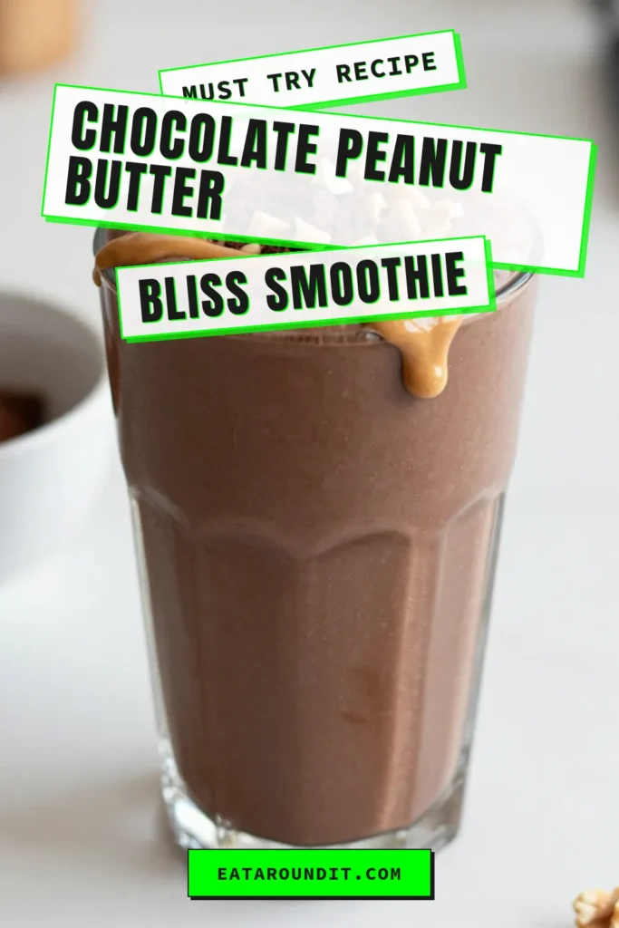 Looking for a delicious and nutritious boost? Try this Chocolate Peanut Butter Protein Smoothie! Packed with protein, this healthy chocolate smoothie combines ripe banana, creamy peanut butter, and almond milk for a perfect treat. This protein smoothie recipe is quick, easy, and can be made in just 5 minutes. Blend it up for a satisfying banana protein shake that’s ideal for breakfast or a snack. Don’t forget to save this recipe! #ChocolatePeanutButterSmoothie #ProteinSmoothieRecipe #HealthyChocolateSmoothie #BananaProteinShake