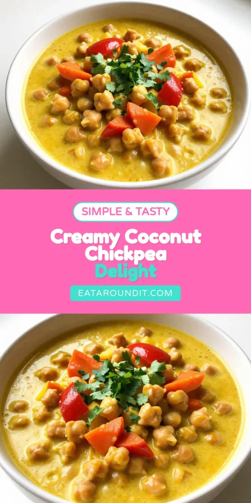 Discover a delightful Coconut Curry Chickpea Stew that's perfect for any day! This easy chickpea stew is not only delicious but also a healthy curry recipe packed with flavor. Try this vegan coconut curry recipe for a comforting meal featuring red curry chickpeas. Ready in just 35 minutes, it’s sure to impress your family and friends. Pin it now and enjoy the taste of this vibrant dish tonight! #CoconutCurryChickpeaStew #VeganCurry #ChickpeaRecipes #HealthyEating