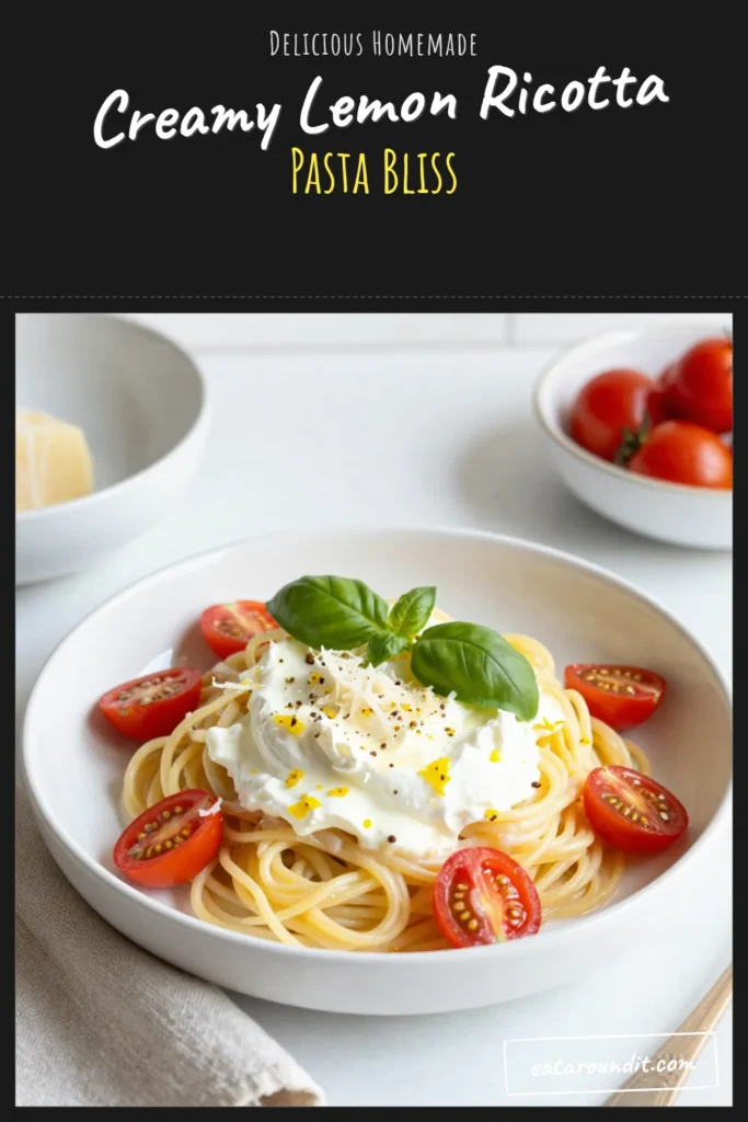 Savor the bright flavors of this Lemon Ricotta Pasta in just 30 minutes! This easy lemon pasta recipe combines creamy ricotta pasta with zesty lemon and garlic for a quick lemon garlic pasta that’s perfect for any occasion. Toss in fresh basil for a delightful finish. Ready to impress your dinner guests? Try this delicious pasta with ricotta and basil for a meal that’s sure to please! Save for later! #LemonRicottaPasta #EasyPastaRecipe #CreamyRicottaPasta #QuickDinnerIdeas