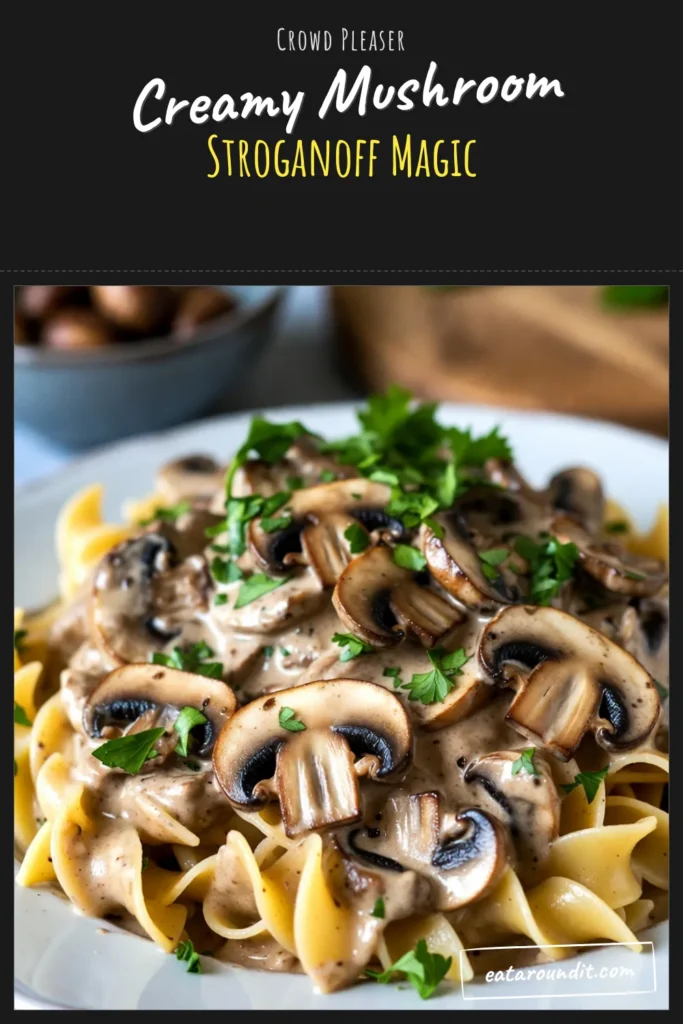 Indulge in this creamy mushroom stroganoff that’s perfect for any comfort food craving! This vegetarian stroganoff recipe combines rich flavors with easy pasta dishes for a delightful meal. Made with mushrooms, garlic, and a plant-based alternative, it's a simple and quick dish to enjoy. Don’t miss out—try this delicious plant-based stroganoff and save it for your next weeknight dinner! #CreamyMushroomStroganoff #VegetarianRecipes #ComfortFood #PastaRecipes