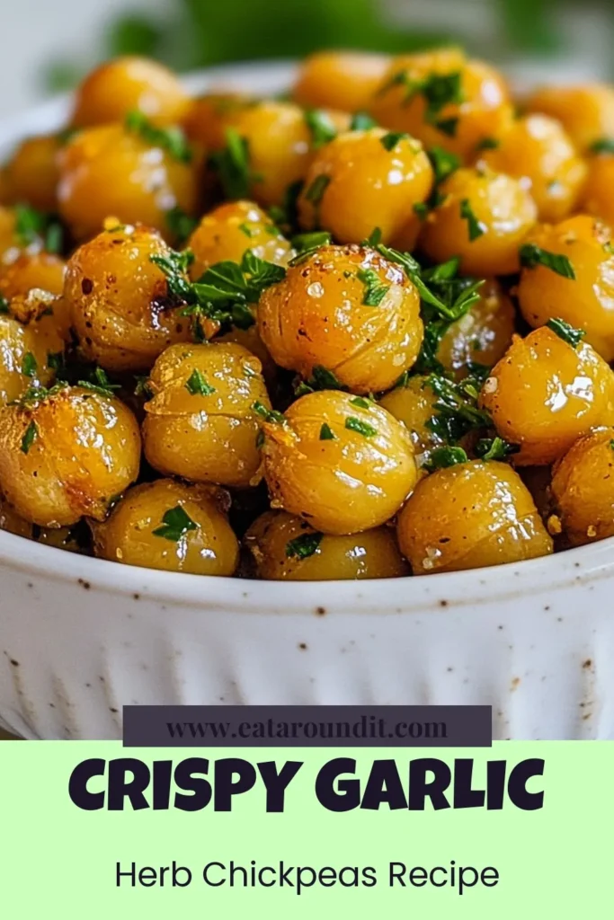 Crunchy and flavorful, these Garlic Herb Roasted Chickpeas are the perfect healthy snack spot! This crispy roasted chickpeas recipe features oven-roasted chickpeas tossed with garlic, oregano, and smoked paprika for a delightful vegan treat. Looking for healthy snack ideas? This vegan chickpea recipe is quick to make and deliciously satisfying. Discover the full recipe now and enjoy snacking guilt-free! #ChickpeaRecipes #HealthySnacks #VeganRecipes #RoastedChickpeas
