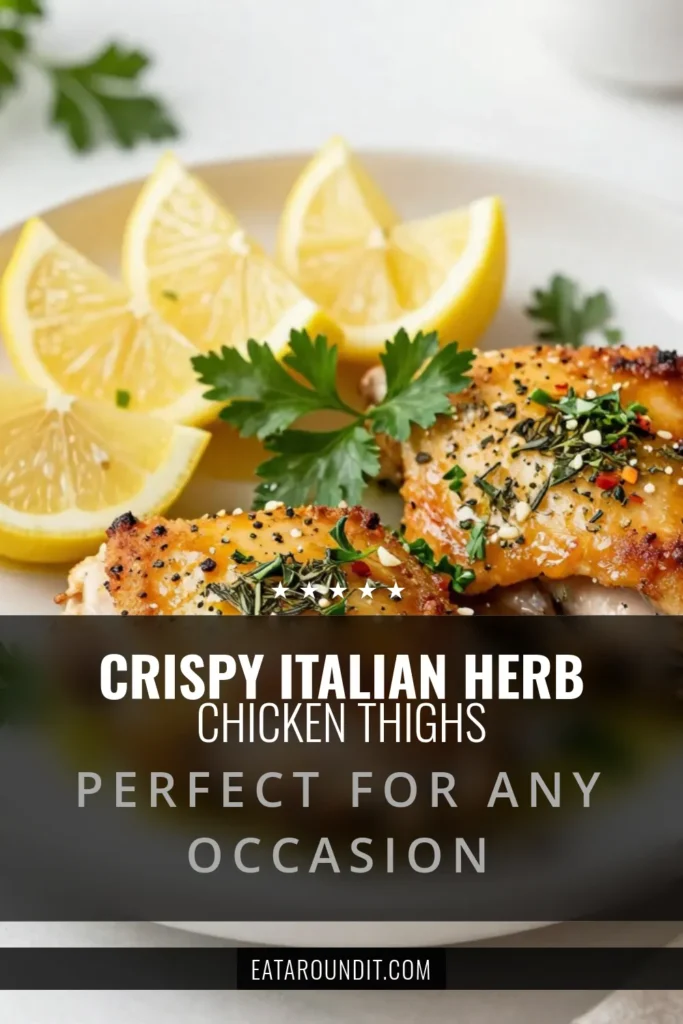 Discover the perfect baked chicken thighs recipe with our Italian herb chicken thighs! This easy chicken thigh dinner features juicy chicken with crispy chicken skin, infused with a zesty lemon herb twist. Ideal for weeknight meals or special occasions, these flavorful thighs will impress everyone at your table. Try this recipe for a delicious twist on your usual dinner routine. Don’t forget to save for later! #ItalianHerbChickenThighs #EasyDinner #CrispyChickenSkin #LemonHerbChickenThighs