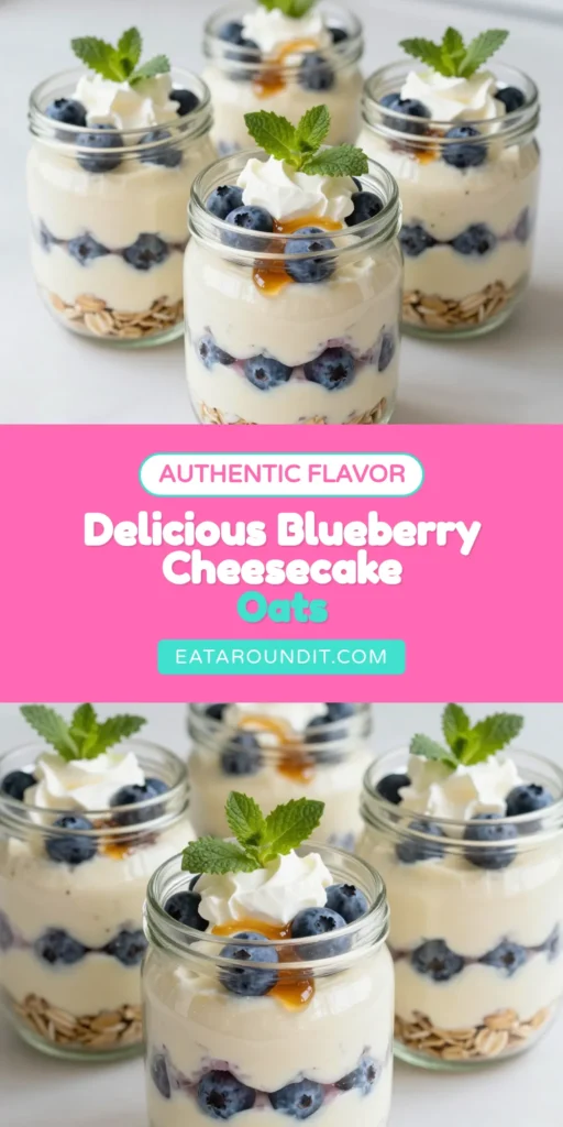 Try this delicious Blueberry Cheesecake Overnight Oats recipe for a healthy breakfast treat! Packed with Greek yogurt and cream cheese, this easy blueberry oats recipe is perfect for busy mornings. Simply combine rolled oats, almond milk, and fresh blueberries for a delightful overnight oats with cream cheese that’s both nutritious and indulgent. Don’t miss out—save this Healthy Overnight Oats Recipe for a quick grab-and-go option! #OvernightOats #HealthyBreakfast #BlueberryRecipe #OatsForBreakfast