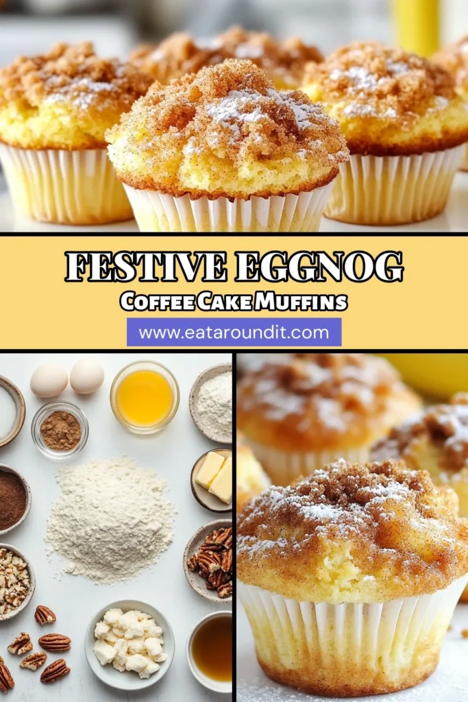 Indulge in the festive flavors of Eggnog Cinnamon Coffee Cake Muffins, the perfect holiday muffin recipe to brighten your brunch table. These delightful eggnog muffins blend rich spices and creamy eggnog for a seasonal treat that's sure to impress. Whether you're entertaining guests or enjoying a quiet morning, this easy recipe is a must-try! Save it for your next festive brunch ideas! #EggnogMuffins #CinnamonCoffeeCakeMuffins #HolidayBaking #EggnogDessertRecipes