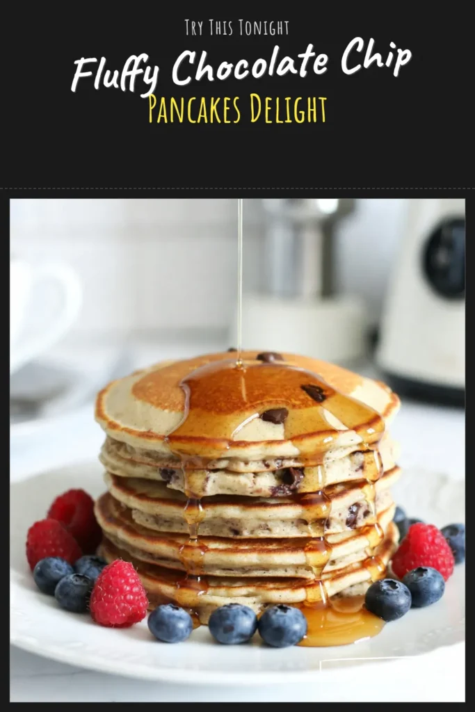 Indulge in these delicious Chocolate Chip Ricotta Pancakes! This easy pancake recipe combines the creaminess of ricotta cheese with semi-sweet chocolate chips for a fluffy breakfast treat. Perfect for a special morning or a weekend brunch, these fluffy chocolate pancakes are sure to please everyone. Try this ricotta pancakes recipe today for a delightful start to your day! Save this recipe for later! #ChocolateChipPancakes #RicottaPancakesRecipe #EasyPancakeRecipes #FluffyChocolatePancakes