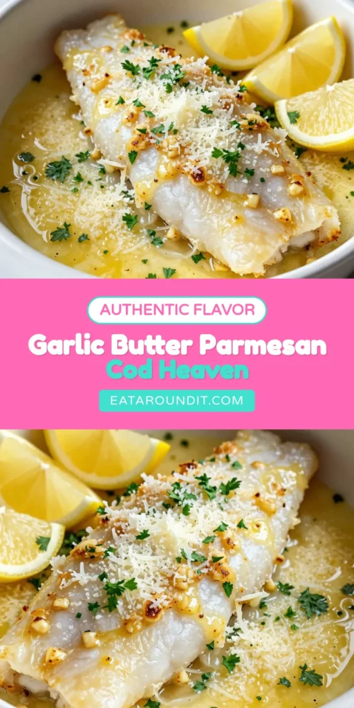 Discover the ultimate Garlic Butter Cod Recipe with this easy and healthy dish! Our Parmesan Crusted Cod is baked to perfection, enveloped in a rich garlic butter sauce that’s bursting with flavor. This Easy Cod Dinner is not just delicious but also a perfect option for healthy fish recipes. Elevate your weeknight meals with this baked cod with garlic butter that everyone will love. Don’t forget to save this recipe for later! #GarlicButterCod #EasyDinner #HealthyFish #ParmesanCrustedCod