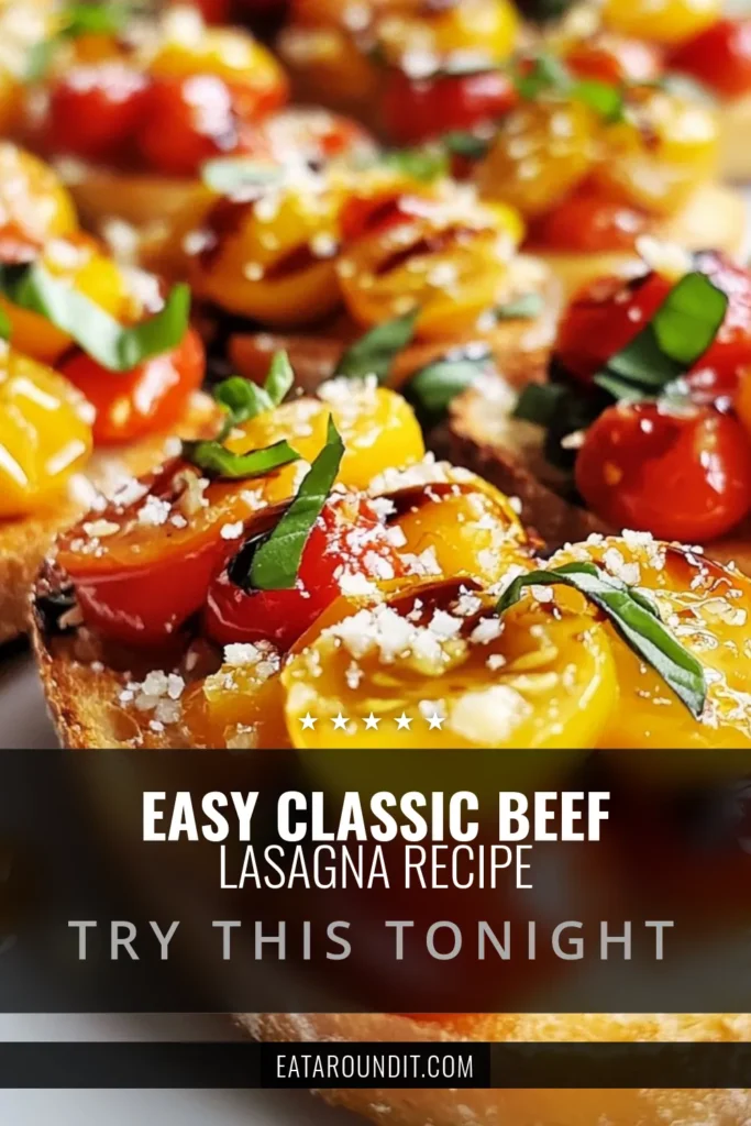 Indulge in this Roasted Garlic Tomato Bruschetta, a tasty tomato basil appetizer that will elevate your gatherings. This homemade bruschetta recipe combines creamy roasted garlic with fresh cherry tomatoes on perfectly toasted French baguette toppings. Perfect for any occasion, this vibrant dish is easy to make and bursting with flavor. Try this delicious roasted garlic recipe today! Save it for your next culinary adventure! #Bruschetta #TomatoBasil #Appetizers #GarlicLovers