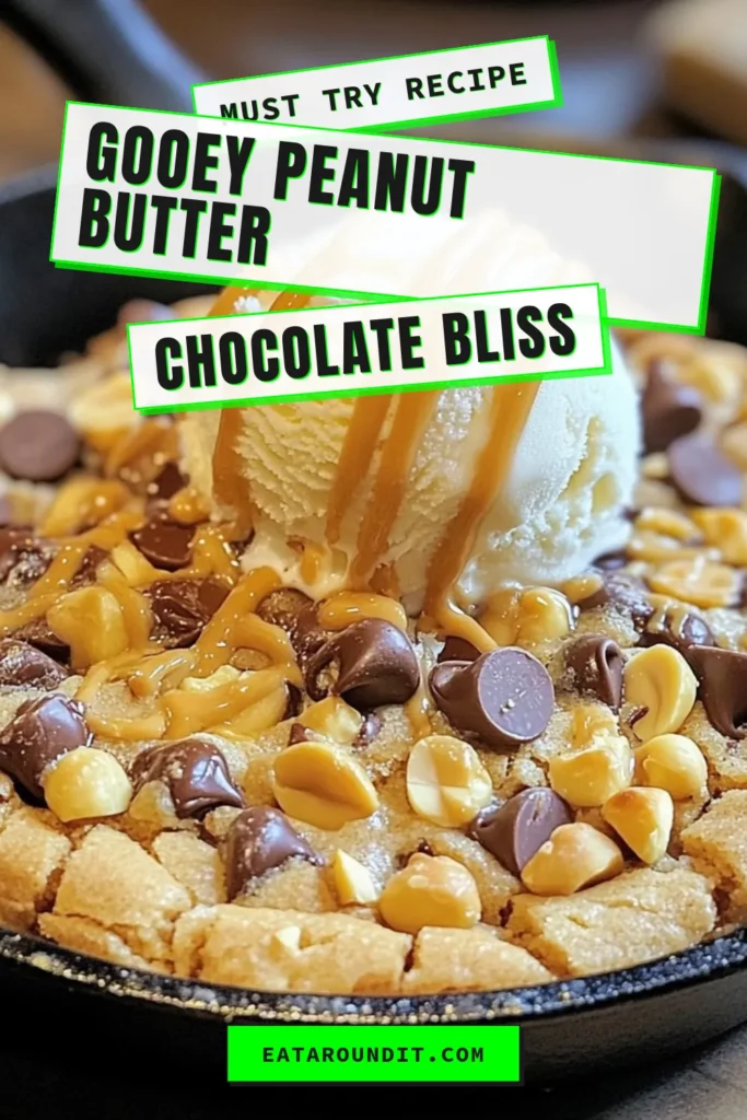 Indulge in a rich Peanut Butter Chocolate Chip Skillet Cookie that’s perfect for sharing! This decadent skillet cookie recipe combines creamy peanut butter and gooey chocolate chips for a mouthwatering treat. Enjoy this easy chocolate chip cookie skillet warm, topped with ice cream for a delightful baked peanut butter dessert. Ready in just 35 minutes, it’s a must-try! Save this recipe and satisfy your sweet tooth! #SkilletCookie #PeanutButterDessert #ChocolateChipCookies #BakingAtHome
