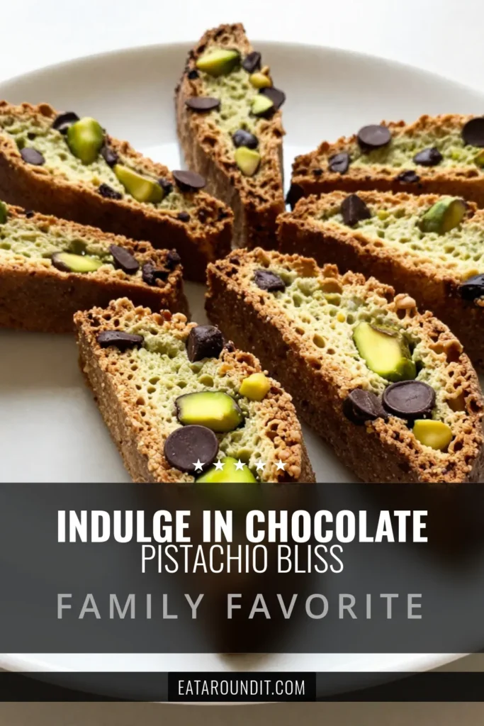 Indulge in these delectable chocolate pistachio biscotti! This easy chocolate biscotti recipe combines crunchy chocolate pistachio cookies with rich cocoa flavors for the perfect treat. Homemade biscotti with nuts are perfect with coffee or as a snack. Try this simple biscotti recipe with chocolate to impress your friends! Save this recipe and enjoy delightful moments with your loved ones. #ChocolatePistachioBiscotti #BiscottiRecipe #HomemadeBiscotti #ChocolateCookies