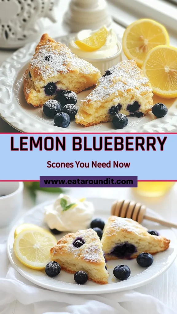 Indulge in the deliciousness of Lemon Blueberry Scones with this easy lemon scone recipe! Bursting with fresh blueberries and lemon zest, these best lemon blueberry scones are perfect for breakfast or a sweet treat. Try this simple blueberry lemon scone recipe and experience the perfect balance of flavors. Don’t forget to save this recipe for later! #LemonBlueberryScones #SconesWithFreshBlueberries #EasyLemonSconeRecipe #BlueberryLemonSconeRecipe