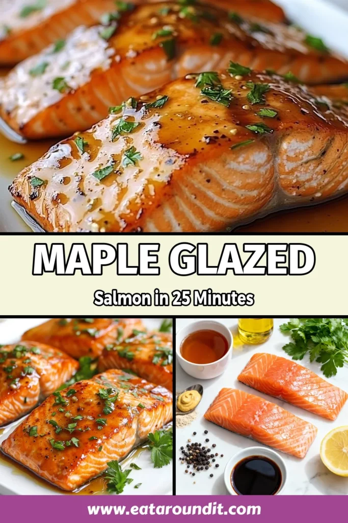 Discover the perfect easy salmon recipe with this maple glazed salmon that’s healthy and delightful! Baked salmon with maple syrup creates a mouthwatering dish, enhanced by a rich Dijon mustard salmon glaze. In just 25 minutes, you can serve a flavorful and nutritious salmon dinner that everyone will love. Try this recipe tonight and impress your family! Save this for later! #MapleGlazedSalmon #HealthyDinner #EasySalmonRecipe #BakedSalmon
