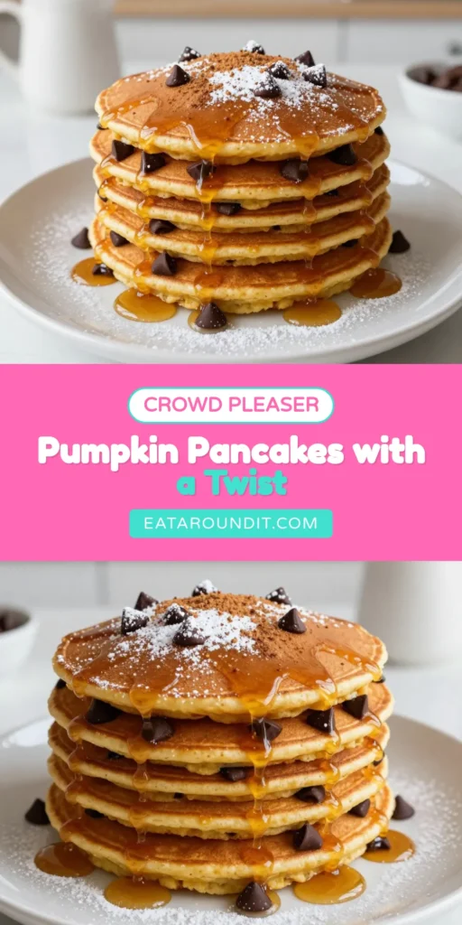 Start your fall mornings with delicious Chocolate Chip Pumpkin Pancakes! This easy pancake recipe features a delightful blend of pumpkin and chocolate chips, making it the perfect pumpkin pancake recipe for autumn. Enjoy these fluffy pumpkin chocolate chip pancakes as part of your fall breakfast ideas. Impress your family with this quick and tasty treat! Save and try this recipe today! #PumpkinPancakes #FallBreakfast #EasyPancakeRecipe #ChocolateChipPancakes