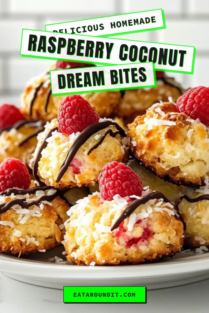 Indulge in the deliciousness of Raspberry Coconut Macaroons with this easy macaroon recipe! These no-bake coconut treats are not only simple to make but also gluten-free, making them perfect for everyone. Packed with shredded coconut and fresh raspberries, these coconut and raspberry desserts are a delightful way to satisfy your sweet tooth. Click to save this yummy recipe and impress your guests! #RaspberryCoconutMacaroons #GlutenFree #NoBakeTreats #CoconutDesserts