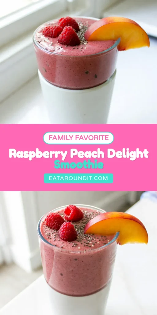 Quench your thirst with this vibrant Raspberry Peach Smoothie! Packed with fresh raspberries and juicy peaches, this healthy smoothie recipe combines Greek yogurt and almond milk for a creamy delight. Perfect as a summer fruit smoothie, it's simple to make and can be enjoyed any time of the day. Blend it up for a delicious and nutritious treat that keeps you cool! Save this recipe now! #SmoothieRecipe #HealthyEating #FruitSmoothie #SummerVibes