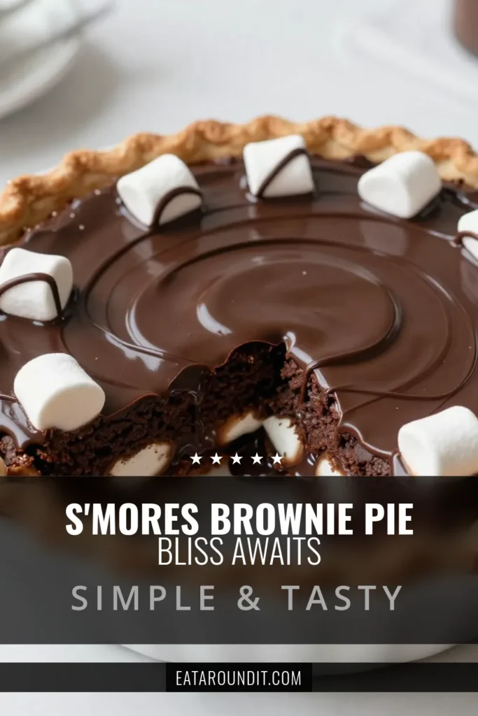 Indulge in this delicious S'mores Brownie Pie, the ultimate brownie pie recipe that marries gooey brownie dessert with chocolate marshmallow treats. With layers of graham cracker brownie cake and rich chocolate, this recipe is perfect for satisfying your sweet tooth. Easy to make and sure to impress, this gooey dessert is a must-try! Save this recipe for your next baking adventure! #SmoresBrowniePie #BrowniePieRecipe #GooeyBrownieDessert #ChocolateMarshmallowTreats