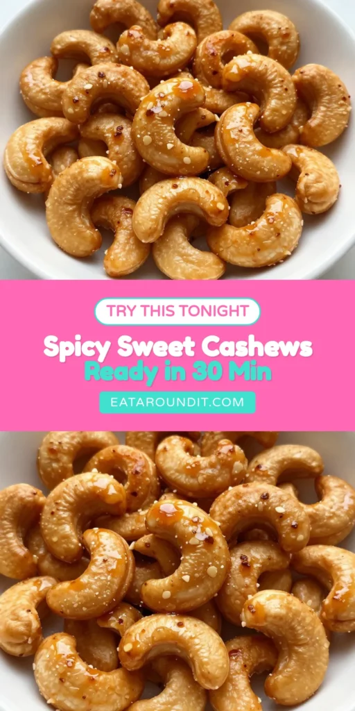 Dive into the delicious world of Sriracha honey roasted cashews with this easy spicy cashew snack recipe! In just 30 minutes, learn how to roast cashews to perfection, combining sweet and spicy flavors that will tantalize your taste buds. Perfect for parties or a quick, satisfying snack. Don’t miss out on these sweet and spicy snacks—save the recipe now! #SrirachaCashews #CashewRecipes #SpicySnacks #QuickRecipes