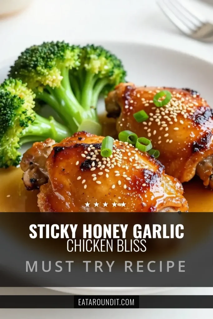 Unlock the secret to irresistible Honey Garlic Chicken Thighs with this easy baked chicken thighs recipe! This sticky chicken thigh recipe features marinated chicken infused with garlic soy sauce for a flavor explosion. Perfect for busy weeknights or family dinners, these honey garlic chicken thighs are sure to impress. Save this recipe for a delicious meal that everyone will love! #HoneyGarlicChicken #StickyChickenThighs #MarinatedChickenRecipes #EasyBakedChickenThighs