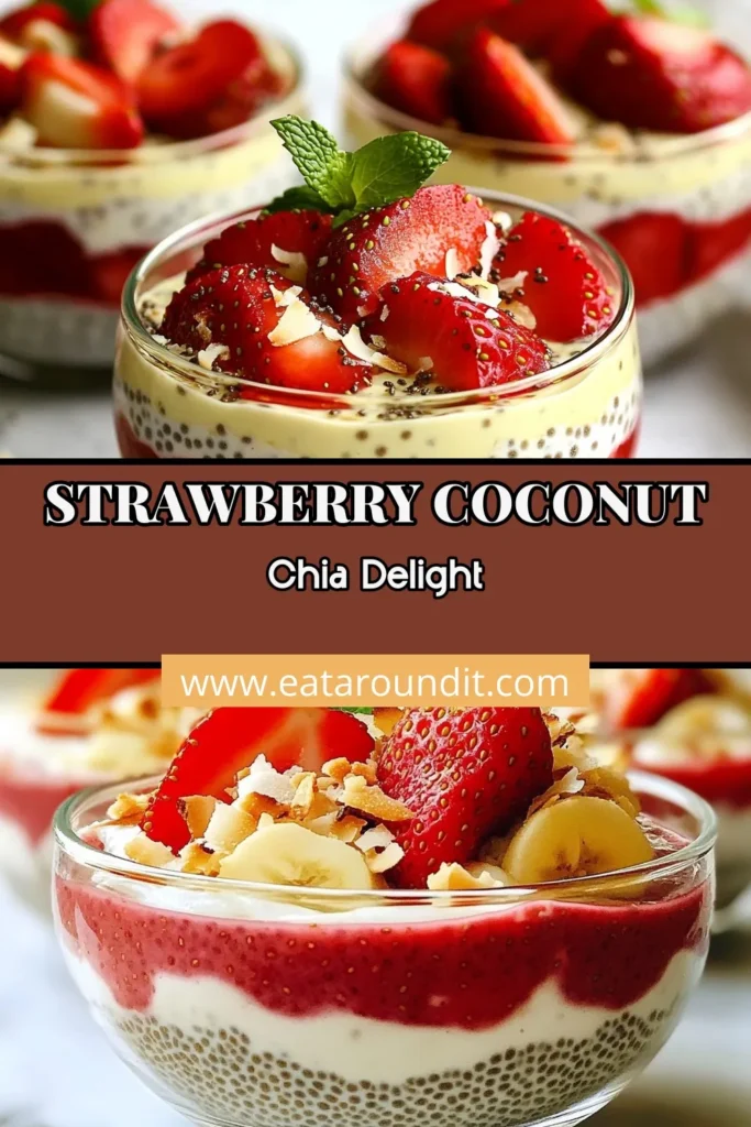 Indulge in this delightful strawberry coconut chia pudding, a perfect blend of flavors and textures! This healthy dessert recipe is simple to make and packed with nutrition. Using coconut milk chia pudding provides a creamy base, while fresh strawberries add a burst of sweetness. This easy chia seed pudding is vegan-friendly, making it a guilt-free treat for everyone. Try it out today and elevate your dessert game! Save and share your creations! #ChiaPudding #HealthyDesserts #VeganRecipes #CoconutMilk
