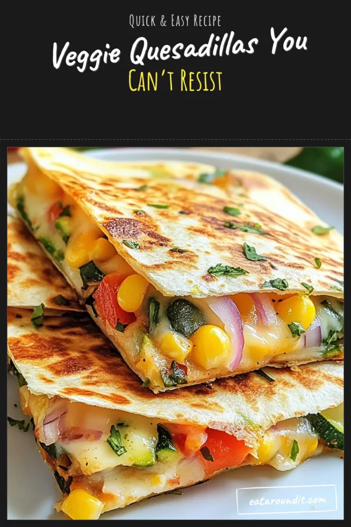 Discover how to make delicious loaded veggie quesadillas with this easy vegetarian quesadilla recipe! Packed with a healthy quesadilla filling of bell peppers, zucchini, corn, and fresh spinach, these cheesy vegetable quesadillas will satisfy your cravings. Perfect for a quick meal or snack, they are a great addition to your easy quesadilla ideas. Try this recipe today! #VeggieQuesadillas #HealthyEating #VegetarianRecipes #QuesadillaIdeas