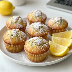 For the perfect lemon poppy seed muffins, you need the right ingredients. Here’s what you will need: - 1 ½ cups all-purpose flour - ½ cup granulated sugar - 2 teaspoons baking powder - 1 teaspoon baking soda - ¼ teaspoon salt - 2 tablespoons poppy seeds - ½ cup unsalted butter, melted - 2 large eggs - ½ cup buttermilk - 1 tablespoon freshly grated lemon zest - 2 tablespoons freshly squeezed lemon juice - 1 teaspoon vanilla extract - Optional: 1 cup powdered sugar and 2 tablespoons lemon juice for glaze Each ingredient adds its own flavor and texture. The flour gives structure, while sugar adds sweetness. Baking powder and baking soda help the muffins rise. Poppy seeds give a nice crunch and a nutty taste. The butter keeps the muffins moist. Eggs provide richness and support the rise. Buttermilk adds tanginess and lightness. Zest and juice from fresh lemons bring a bright flavor. Lastly, vanilla extract enhances all the tastes. If you want a sweet glaze, mix the powdered sugar with lemon juice. Drizzle it on top after the muffins cool. It adds a nice shine and extra sweetness. {{ingredient_image_2}} First, set your oven to 350°F (175°C). This temperature ensures even baking. Next, prepare your muffin tin. You can line it with paper liners or lightly grease it with cooking spray. This will help the muffins come out easily. In a large bowl, mix together the dry ingredients. Combine 1 ½ cups of all-purpose flour, ½ cup of granulated sugar, 2 teaspoons of baking powder, 1 teaspoon of baking soda, ¼ teaspoon of salt, and 2 tablespoons of poppy seeds. Be sure to break up any lumps. This step is key for a smooth batter. Now, grab another bowl to mix the wet ingredients. Whisk together ½ cup of melted unsalted butter, 2 large eggs, ½ cup of buttermilk, 1 tablespoon of freshly grated lemon zest, 2 tablespoons of freshly squeezed lemon juice, and 1 teaspoon of vanilla extract. Make sure it is well combined and smooth. Pour the wet mixture into the dry ingredients. Use a rubber spatula to gently fold them together. Be careful not to overmix. A few lumps are okay. This keeps the muffins light and fluffy. Now, it’s time to fill the muffin cups. Use a scoop or spoon to divide the batter evenly among the prepared cups. Fill each cup about ¾ full. This allows room for the muffins to rise while baking. Place the muffin tin in the preheated oven. Bake for 18 to 20 minutes. Check for doneness by inserting a toothpick in the middle of a muffin. It should come out clean. Once baked, remove the muffins from the oven. Let them cool in the tin for about 5 minutes. After that, transfer them to a wire rack to cool completely. To get the best muffins, you need to avoid overmixing. When you mix the wet and dry ingredients, do it gently. Some lumps are okay. Overmixing can make your muffins tough, and we want them soft and fluffy. Next, checking doneness is key. Bake the muffins for 18-20 minutes. Stick a toothpick in the center of a muffin. If it comes out clean, they are done. If batter sticks, give them more time. When it comes to arranging muffins, presentation matters. Place them on a decorative plate. This makes them look special. You can also dust them with a little powdered sugar. It adds a nice touch and makes them look fancy. For garnishing, serve with lemon wedges. They add color and a fresh vibe. You can also add some fresh mint leaves for a pop of green. Making the glaze is simple. Mix 1 cup of powdered sugar with 2 tablespoons of lemon juice. Stir until it’s smooth. This glaze adds a nice sweet and tangy flavor to the muffins. When applying the glaze, wait until muffins cool. Drizzle it over the top for a beautiful finish. You can use a spoon or a small squeeze bottle for control. Pro Tips Use Fresh Ingredients: Always use fresh lemons for zest and juice to enhance the flavor of your muffins. Don’t Overmix: Gently fold the wet and dry ingredients together to ensure a light and fluffy texture. Overmixing can lead to dense muffins. Check Doneness: Use a toothpick to test for doneness; it should come out clean or with a few crumbs attached but not wet batter. Customize Your Muffins: Feel free to add other ingredients like blueberries or walnuts for a twist on the classic lemon poppy seed flavor. {{image_4}} You can easily change the flavor of your lemon poppy seed muffins. Here are two tasty ideas: - Adding blueberries or cranberries: These fruits add sweetness and color. Just fold in about a cup of fresh or frozen berries into the batter. The berries will burst while baking, giving a juicy surprise in each bite. - Incorporating nuts: Chopped walnuts or almonds add crunch and depth. Use about half a cup of nuts, mixing them in gently. They pair well with the lemon's tartness. If you need a gluten-free or dairy-free version, you can still enjoy these muffins. Here are some simple swaps: - Gluten-free flour: Use a 1-to-1 gluten-free flour blend. This will keep the texture light and fluffy. - Dairy-free substitutes: Replace buttermilk with almond milk or coconut milk mixed with a bit of vinegar. You can also use dairy-free butter. These changes work well without losing flavor. Making mini muffins is a fun twist! Here’s how to adapt the recipe: - Adjustments for baking time: Bake mini muffins for about 12-15 minutes. Keep an eye on them; they bake faster than regular muffins. - Portion sizes: Fill each mini muffin cup about halfway. This helps them rise nicely without overflowing. Enjoy trying these variations to find your perfect lemon poppy seed muffin! You can store lemon poppy seed muffins at room temperature. Just keep them in an airtight container. They will stay fresh for about 2-3 days. If you want to keep them longer, refrigeration is an option. However, this can change the texture, making them a bit dry. I recommend room temperature storage for the best taste. Freezing muffins is easy! First, let them cool completely. Then wrap each muffin tightly in plastic wrap. Place them in a freezer bag or an airtight container. Label the bag with the date. They can last up to three months in the freezer. When you’re ready to eat them, just pull them out and let them thaw at room temperature. To enjoy your muffins later, reheating is key. Preheat your oven to 350°F (175°C). Place the muffins on a baking sheet. Heat them for about 5-10 minutes. This will help restore their soft texture. If you're in a hurry, you can use the microwave. Heat for 10-15 seconds at a time. Be careful not to overheat, as they can get tough. Enjoy your muffins warm! To make your muffins moist, follow these tips: - Use buttermilk as it adds rich flavor. - Don't overmix the batter; mix until just combined. - Add a little extra butter for richness. - Consider adding sour cream for extra moisture. Each of these tips helps keep your muffins soft and tender. Overmixing can lead to dry muffins, so handle the batter gently. Yes, you can use other flours. Here are some options: - Whole wheat flour adds a nutty flavor but may make muffins denser. - Almond flour gives a moist texture but needs more liquid. - Gluten-free flour blends work well for a gluten-free option. Each flour changes the muffin's taste and texture, so experiment to find your favorite. For maximum zest extraction, try these steps: - Use a microplane or fine grater for small pieces. - Roll the lemon on a counter to loosen the skin. - Zest before juicing to make it easier. Zesting properly adds a bright flavor to your muffins. Make sure to zest only the yellow part, avoiding the bitter white pith. These muffins stay fresh for about: - 2 to 3 days at room temperature in an airtight container. - Up to a week in the fridge. For longer storage, freeze them in a freezer bag. They can last up to three months. Reheat in the oven for a fresh taste! We covered all the steps to make tasty lemon poppy seed muffins. You now know the ingredients, how to bake, and tips for success. Remember, practice makes your muffins better each time. Try different flavors and substitutions for variety. Store them right to keep them fresh. Enjoy your baking journey, and share your perfect muffins with friends and family!