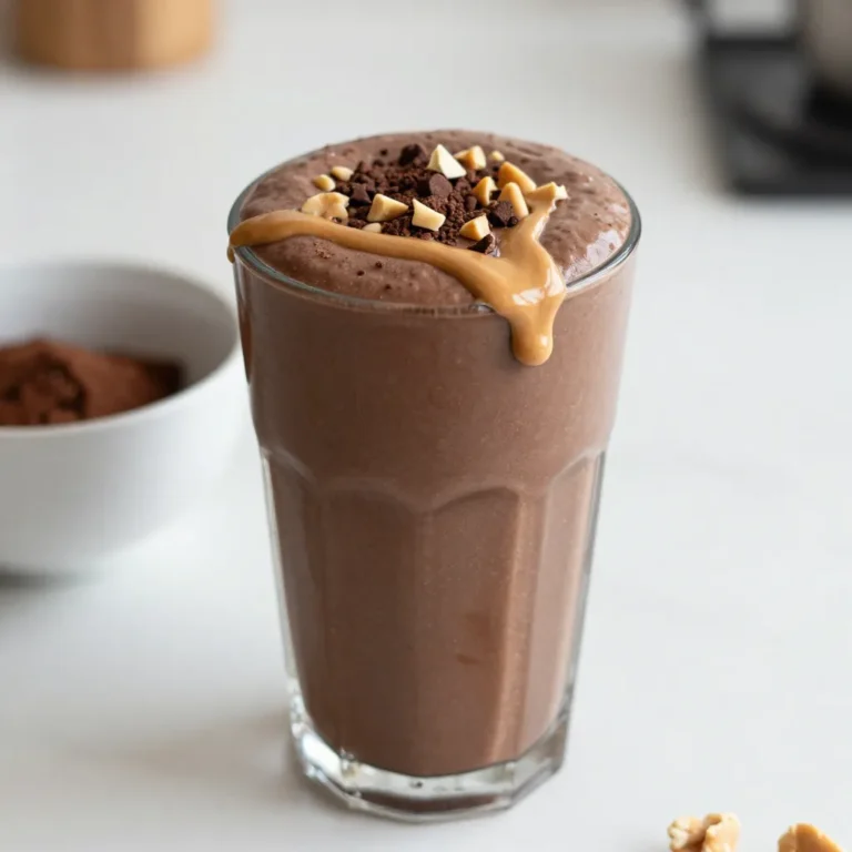 Here are the ingredients you need for a tasty Chocolate Peanut Butter Protein Smoothie: - 1 ripe banana - 2 tablespoons natural peanut butter - 1 cup unsweetened almond milk - 1 scoop chocolate protein powder - 1 tablespoon unsweetened cocoa powder - 1 tablespoon honey or maple syrup (optional) - 1/2 teaspoon pure vanilla extract - A pinch of sea salt - Ice cubes (optional) Each ingredient plays a key role. The ripe banana is sweet and creamy. Natural peanut butter adds a rich flavor. Unsweetened almond milk keeps it light. Chocolate protein powder gives it a protein boost. Unsweetened cocoa powder enhances the chocolate taste. Sweeten with honey or maple syrup if you like. Vanilla extract adds depth. Sea salt balances all the flavors. Ice cubes chill the drink for hot days. You can mix and match ingredients based on what you have. This smoothie is simple and quick. Make it your own while keeping it delicious! {{ingredient_image_2}} 1. Start by peeling the ripe banana. Slice it into smaller pieces and add it to your blender. The banana will give your smoothie a natural sweetness. 2. Next, scoop in 2 tablespoons of natural peanut butter. This rich ingredient adds creaminess and a delicious nutty flavor. 3. Pour in 1 cup of unsweetened almond milk. You can use any milk you like. This will help blend the ingredients smoothly. 4. Now, add 1 scoop of chocolate protein powder and 1 tablespoon of unsweetened cocoa powder. These ingredients will give your smoothie a rich chocolate taste. 5. If you want a sweeter drink, include 1 tablespoon of honey or maple syrup. Then, add 1/2 teaspoon of pure vanilla extract and a pinch of sea salt. This will enhance the flavors even more. 6. For a chilled smoothie, toss in a handful of ice cubes. If you prefer it warm, you can skip this step. 7. Blend all the ingredients on high speed for about 30 to 45 seconds. Keep blending until the mixture is smooth and creamy. 8. Stop blending and taste your smoothie. If you want it sweeter or thicker, add more milk or sweetener until you are happy with it. 9. Once it’s just right, pour the smoothie into a glass. You can also use a portable cup if you are on the go. To make your smoothie look even better, drizzle some extra peanut butter on top. You can also sprinkle cacao nibs or chopped peanuts for a nice crunch before serving. Enjoy! Choosing the right protein powder Start with a good protein powder. I recommend chocolate protein for a rich flavor. Look for natural options with no added sugars. They taste better and are healthier. Adjusting sweetness levels Taste your smoothie before serving. If it’s not sweet enough, add a bit more honey or syrup. You can also use ripe bananas for natural sweetness. They help balance the flavors well. Thicken or thin the smoothie If your smoothie is too thick, add more almond milk. For a thicker texture, try adding more banana or a bit of yogurt. This helps create the perfect mouthfeel. Blending tips for smooth consistency Blend on high speed for 30 to 45 seconds. This breaks down all the ingredients well. If you see any chunks, blend a bit longer. A smooth texture makes every sip enjoyable. Pro Tips Choose the Right Banana: Use a ripe banana for the best natural sweetness and creaminess. Overripe bananas work great in smoothies, adding a delicious flavor. Adjust the Sweetness: Feel free to taste your smoothie before serving. If it's not sweet enough, add a bit more honey or maple syrup to suit your preference. Protein Powder Variations: Experiment with different brands or flavors of protein powder for a unique twist. You can even try using vanilla or unflavored protein powder for a lighter taste. Chill Your Ingredients: For an extra refreshing smoothie, consider chilling the banana and almond milk in advance. This way, you can skip the ice for a smoother texture. {{image_4}} You can change this recipe in many fun ways. First, let’s talk about milk. You can use dairy-free milk like oat or soy. Both give great taste and work well in this smoothie. Next, let’s switch up the nut butter. While peanut butter is yummy, almond butter or cashew butter can add a new twist. Each nut butter has its own flavor, so try different ones to find your favorite. You can also add fruits to your smoothie. Blueberries or strawberries can boost flavor and nutrients. Adding spinach gives a healthy green touch. The banana will still add sweetness. For flavoring, you can mix in spices like cinnamon or nutmeg. You can also try extracts like almond or coconut. These small changes can make your smoothie even more special! To keep your smoothie fresh, follow these steps: - Refrigeration guidelines: Store any leftover smoothie in an airtight container. This helps keep it fresh for up to 24 hours. If you see any separation, just give it a good shake. - Freezing options: You can freeze the smoothie for later use. Pour it into ice cube trays or freezer-safe bags. It can last for up to three months. Thaw it in the fridge when you're ready to enjoy it again. - Best consumption time frame: For the best taste and texture, drink your smoothie within 24 hours. If frozen, consume it within three months for optimal flavor. Can I make this smoothie ahead of time? Yes, you can prepare this smoothie ahead. Just blend all your ingredients, then store it in the fridge for one day. Shake or stir well before drinking. Is this smoothie suitable for meal replacement? This smoothie can work as a meal replacement. It has protein, healthy fats, and carbs. It keeps you full and gives you energy. What are the nutritional benefits of this smoothie? This smoothie packs many nutrients. The banana offers potassium, while peanut butter gives healthy fats. Chocolate protein powder boosts your protein intake. Almond milk adds vitamins without extra calories. How can I make this smoothie vegan? To make it vegan, use a plant-based protein powder. Check that your peanut butter and almond milk are also vegan. Skip honey and use maple syrup instead. Are there any allergen considerations? Yes, be careful of allergies. This smoothie contains peanuts and can have dairy if you use regular milk. Always check labels on your protein powder and nut butter for other allergens. This blog post explores how to make a delicious smoothie using simple ingredients. You learned about ripe bananas, peanut butter, and protein powder. The step-by-step instructions guide you in blending everything perfectly. I shared tips to customize your smoothie and storage ideas to keep it fresh. Remember, experimenting with flavors makes it fun. Enjoy your tasty nutrition boost, and let your creativity shine with every blend!