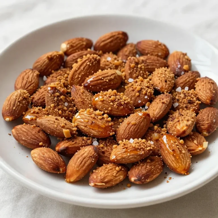 - 2 cups raw almonds - 1/4 cup honey - 1 tablespoon ground cinnamon - 1 tablespoon coconut oil, melted - 1/4 teaspoon salt - Optional: 1/4 cup brown sugar Raw almonds are great for your health. They are full of good fats, protein, and fiber. Eating almonds can help lower bad cholesterol. They also support heart health and weight control. Plus, they are rich in vitamin E, which is good for your skin and eyes. Honey adds natural sweetness and energy. It has antioxidants that can help your body. Cinnamon is not just tasty; it may lower blood sugar levels. It also has anti-inflammatory properties. Together, honey and cinnamon make a healthy and flavorful mix for your almonds. {{ingredient_image_2}} Start by preheating your oven to 350°F (175°C). This step is key for a perfect roast. Next, prepare your baking sheet by lining it with parchment paper. This makes cleanup easy later on. In a large mixing bowl, combine the raw almonds, honey, melted coconut oil, ground cinnamon, and salt. If you want extra sweetness, add the optional brown sugar now. Use a spatula or spoon to mix everything well. Make sure each almond gets a nice coating of the honey and spices. This will create great flavor. Once mixed, spread the almonds onto the prepared baking sheet. Arrange them in a single layer. This helps them roast evenly. Put the baking sheet in the preheated oven. Bake for about 15 to 20 minutes. Stir the almonds halfway through to help them roast evenly. Keep an eye on them. They can go from perfect to burnt quickly! When the almonds turn a lovely golden brown, take them out of the oven. Let them cool completely on the baking sheet for about 10 to 15 minutes. This cooling time lets the honey set, giving the almonds a crunchy coating. After they cool, store your Cinnamon Honey Roasted Almonds in an airtight container. They stay fresh at room temperature for up to two weeks. Enjoy your tasty snack! To get the best crunch, make sure you bake them at the right temperature. Preheat your oven to 350°F (175°C). This heat helps the honey caramelize well. Stir the almonds halfway through baking. This ensures even roasting and keeps them from burning. Every oven is different, so you may need to adjust baking time. If your oven runs hot, check your almonds a bit earlier. If it's cooler, they may need a few extra minutes. Just watch for that golden color! Spices can add a fun twist to your almonds. Try adding a pinch of nutmeg or a dash of cayenne for a kick. You can also mix in vanilla extract for a sweet aroma. If you want more sweetness, consider using brown sugar. It works well with honey. You could also try maple syrup instead of honey for a new flavor. The options are endless! Pro Tips Watch the Oven: Keep a close eye on the almonds as they roast, since they can quickly go from perfectly golden to burnt. Mix It Up: Feel free to experiment with additional spices like nutmeg or vanilla to customize the flavor to your liking. Store Properly: Ensure the almonds are fully cooled before storing them in an airtight container to maintain their crunchiness. Serving Suggestions: Pair these almonds with cheese or dried fruits for a delightful snack board that impresses guests. {{image_4}} You can swap honey for maple syrup. Maple syrup gives a unique flavor. It adds a hint of caramel that works well with almonds. Plus, it makes a vegan-friendly snack. If you want to reduce sugar, use low-carb substitutes. Options like stevia or erythritol can work well. They add sweetness without the calories. Just remember to adjust the amount for best results. Mixing in other nuts or seeds makes this snack even better. Try adding pecans or walnuts for a richer taste. Seeds like pumpkin or sunflower seeds add crunch too. You can also create a trail mix blend. Combine your cinnamon honey roasted almonds with dried fruits. Add in some dark chocolate chips for a sweet touch. This mix is perfect for snacks on-the-go! To keep your Cinnamon Honey Roasted Almonds fresh, choose airtight containers. These containers keep out air and moisture. Glass jars are also great. They look nice and help you see what’s inside. Make sure to store the almonds at room temperature. Avoid places with heat or direct sunlight. This way, they will stay crunchy and tasty. Cinnamon Honey Roasted Almonds stay fresh for about two weeks. After that, they can lose their crunch. Look for signs of spoilage. If they smell off or taste bitter, it’s time to toss them. Always trust your senses! Can I use blanched almonds? Yes, you can use blanched almonds. They will still taste great. Blanched almonds have no skin, which gives them a milder flavor. This choice makes for a softer texture. If you prefer a crunchier bite, stick with raw almonds. Are these almonds gluten-free? Absolutely! Cinnamon honey roasted almonds are naturally gluten-free. This snack is safe for those avoiding gluten. Just check your honey and any added ingredients. Most are gluten-free, but always read labels to be sure. Where to buy pre-made cinnamon honey roasted almonds You can find pre-made cinnamon honey roasted almonds in many grocery stores. Look in the snack aisle or near the nuts. Health food stores may also carry them. Online shops like Amazon offer various brands too. Recommendations for the best brands Some well-known brands are Blue Diamond and Trader Joe's. They offer tasty options. Look for brands with simple ingredients for the best flavor. Check reviews to find the ones that suit your taste best. You can make delicious cinnamon honey roasted almonds with a few simple steps. We explored the ingredients, noting the health benefits of almonds, honey, and cinnamon. The baking process is easy and will give your nuts a perfect crunch. You can even try flavor variations or mix in other nuts. Remember to store them right to keep them fresh. With this knowledge, you can enjoy tasty, healthy almonds at home or share them with friends. Enjoy your time in the kitchen experimenting with flavors!