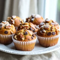 - 1 ½ cups whole wheat flour - 1 cup canned pumpkin puree - ½ cup honey or pure maple syrup - ½ cup unsweetened applesauce - 2 large eggs - 1 teaspoon pure vanilla extract - 1 teaspoon baking soda - 1 teaspoon baking powder - ½ teaspoon salt - 1 teaspoon ground cinnamon - ½ teaspoon ground ginger - ¼ teaspoon ground nutmeg - ¼ teaspoon ground cloves - ½ cup walnuts or pecans (optional) - ½ cup dark chocolate chips (optional) The ingredients for these muffins are simple yet powerful. Whole wheat flour gives a hearty base. Canned pumpkin puree adds moisture and rich flavor. Honey or maple syrup provides natural sweetness. Applesauce keeps the muffins moist and light. The eggs bind everything together, while vanilla adds depth. For baking essentials, the baking soda and baking powder make the muffins rise. Salt enhances all the flavors. The spices bring warmth and excitement. Cinnamon, ginger, nutmeg, and cloves create that classic pumpkin spice taste. Optional ingredients like walnuts or dark chocolate chips add a fun twist. You can choose what you like best. Whether you enjoy nuts or chocolate, these muffins can cater to your taste. Feel free to mix and match! {{ingredient_image_2}} - Preheat oven to 350°F (175°C). - Prepare muffin tin with paper liners or grease. Start by preheating your oven. This ensures even baking. While it warms up, get your muffin tin ready. You can use paper liners or grease each cup with a little oil. This will help the muffins come out easily. - Combine pumpkin puree, honey (or maple syrup), applesauce, eggs, and vanilla extract. In a large bowl, mix the pumpkin puree with honey or maple syrup. Add the unsweetened applesauce, eggs, and vanilla extract. Use a whisk to blend everything until it's smooth. This mixture is full of flavor and moisture. - Sift together flour, baking soda, baking powder, spices, and salt. In another bowl, sift the whole wheat flour along with baking soda and baking powder. Add ground cinnamon, ground ginger, ground nutmeg, ground cloves, and salt. Sifting helps mix the dry items and adds air, making your muffins light and fluffy. - Gradually add dry ingredients to wet and mix without overmixing. Now, slowly add the dry mixture to the wet ingredients. Stir gently with a spatula or spoon. Mix until just combined. Be careful not to overmix; this keeps your muffins tender and soft. - Fold in walnuts or pecans and dark chocolate chips. If you like, you can fold in chopped walnuts or pecans for crunch. Dark chocolate chips add a sweet touch. Just make sure they are evenly mixed into the batter. - Fill muffin cups and bake for 18-20 minutes. Using a spoon or scoop, fill each muffin cup about three-quarters full. Place the muffin tin in the oven and bake for 18 to 20 minutes. To check if they are done, insert a toothpick into the center of a muffin. If it comes out clean, they are ready! To get the best muffins, avoid overmixing the batter. Mix just until the dry and wet ingredients blend. This keeps the muffins tender and fluffy. You can also adjust the spice levels to suit your taste. If you love more warmth, add extra cinnamon or ginger. For an extra touch, dust your muffins with powdered sugar. You can also drizzle some honey on top for sweetness. These muffins pair well with a warm cup of tea or coffee. Enjoying them with a drink makes for a cozy snack. To make these muffins a bit healthier, replace the applesauce with more pumpkin. This change lowers the sugar content while keeping the flavor rich. You can also use alternative sweeteners like agave or stevia if you want. These options help cater to different dietary needs while keeping your muffins delicious. Pro Tips Use Fresh Spices: For the best flavor, use freshly ground spices. They have more potency and will enhance the overall taste of your muffins. Check Doneness Early: Ovens may vary, so start checking your muffins at the 15-minute mark to avoid overbaking. Experiment with Add-ins: Try adding dried fruits like cranberries or raisins for a burst of sweetness and texture. Store Properly: Keep muffins in an airtight container at room temperature for up to 3 days or freeze for longer storage. {{image_4}} You can easily make these muffins gluten-free. Just swap whole wheat flour with a gluten-free flour blend. Many blends work well, so choose one that suits your taste. This change keeps the muffins soft and tasty without the gluten. Want a vegan version? It’s simple! Replace the eggs with flax eggs or chia seeds. To make a flax egg, mix one tablespoon of flaxseed meal with two and a half tablespoons of water. Let it sit for about five minutes to thicken. For sweetening, use maple syrup instead of honey. This keeps your muffins plant-based and delicious. Feel free to get creative with add-ins! You can toss in cranberries or raisins for a fun twist. They add a nice texture and flavor. You can also switch up the spices. For holiday muffins, try adding nutmeg instead of cinnamon. This gives your muffins a festive touch and warms up the season. Store your pumpkin spice energy muffins in an airtight container. Keep them at room temperature for up to five days. This helps maintain their soft texture and rich flavor. If you know you won't eat them all right away, it's best to freeze some. To freeze, wrap each muffin individually in plastic wrap. Then place them in a freezer bag. They can last up to three months this way. When you're ready to enjoy, just take one out and let it thaw at room temperature. For a warm treat, you can reheat your muffins easily. Use the microwave for a few seconds. Alternatively, toast them for a few minutes. Both methods refresh the muffins nicely, making them taste just baked! Pumpkin spice energy muffins last about three days at room temperature. Store them in an airtight container to keep them fresh. If you want to keep them longer, place them in the fridge. In the fridge, they can last up to a week. Just remember, the cold can make them a bit dry, so enjoy them soon! You can use fresh pumpkin instead of canned. Fresh pumpkin has more moisture than canned, which can change the texture. If you use fresh, cook and puree it first. This way, you can control the moisture level. The flavor of fresh pumpkin can also be more vibrant. Just keep these differences in mind when you bake! To check if your muffins are done, use a toothpick. Insert it into the center of a muffin. If it comes out clean, your muffins are ready. Also, look for a golden brown color on top. The muffins should spring back when gently pressed. These visual cues help ensure perfect muffins every time! Yes, you can make these muffins dairy-free! For butter, use coconut oil or a dairy-free spread. Instead of milk, try almond milk or oat milk. These alternatives keep your muffins moist and tasty. You won’t miss the dairy at all. Enjoy your delicious, dairy-free pumpkin spice energy muffins! These pumpkin spice energy muffins are easy to make and delicious. You learned about the main ingredients, baking essentials, and spices that create great flavor. The step-by-step guide makes baking a breeze. Plus, I shared tips for texture and nutrition. There are also fun variations and storage info to help you enjoy these muffins longer. Remember, adjusting the spices can make each batch unique. Now you can bake with confidence and enjoy these tasty treats anytime!