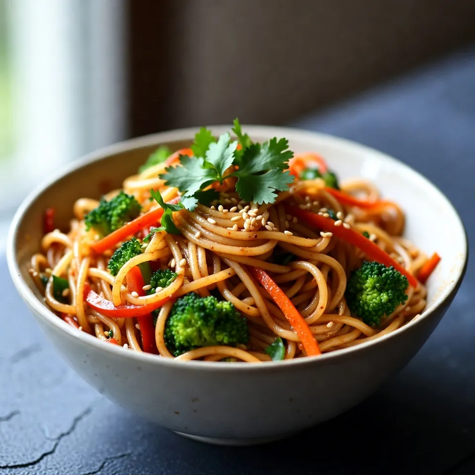 - 8 oz (225g) rice noodles - 3 tablespoons sesame oil - 4 cloves garlic, minced - 1 tablespoon ginger, freshly grated - 2 tablespoons soy sauce - 2 tablespoons chili paste - 1 tablespoon honey - 1 cup broccoli florets - 1 medium carrot, julienned - 1 red bell pepper, thinly sliced - 2 green onions, chopped - Toasted sesame seeds for garnish - Fresh cilantro leaves for garnish To make the best spicy garlic noodles, you need fresh and vibrant ingredients. The rice noodles give a nice base for the dish. Sesame oil adds a rich flavor that pairs well with garlic and ginger. You want to use four cloves of garlic and one tablespoon of fresh ginger. These add a bold taste and aroma. The chili paste gives the noodles their heat, but feel free to adjust it for your taste. Honey balances the spice with a touch of sweetness. For veggies, broccoli florets, julienned carrot, and red bell pepper bring color and texture. Green onions add a fresh crunch. Finally, toasted sesame seeds and fresh cilantro make beautiful garnishes that enhance flavor. Each ingredient plays a key role. Gather these items before you start cooking for a smooth and enjoyable process. {{ingredient_image_2}} First, cook the rice noodles as the package shows. Once cooked, drain them and rinse under cold water. This step is key. It stops the cooking and keeps the noodles firm. Next, heat the sesame oil in a large skillet. Wait until it shimmers but does not smoke. Add the minced garlic and grated ginger. Stir-fry for about one minute. This makes your kitchen smell amazing! Then, mix in the chili paste and honey. Stir well to combine these flavors. Now, add the broccoli florets, julienned carrot, and sliced red bell pepper. Stir-fry this mix for 3 to 4 minutes. You want the veggies to be tender-crisp and bright. After that, introduce the cooked noodles to the skillet. Pour in the soy sauce next. Toss everything together gently. Make sure the noodles coat well with the sauce. Finally, stir in half of the chopped green onions. Toss again for one more minute. Now, it’s time to serve. Transfer the spicy garlic noodles to plates. Garnish with toasted sesame seeds and fresh cilantro leaves. Enjoy your bold and flavorful dish! To keep rice noodles from sticking, rinse them well. After cooking, run them under cold water. This will wash off the starch and help them stay separate. When you heat them, add a bit of sesame oil. This extra oil adds flavor and keeps them smooth. You can adjust the chili paste to fit your taste. If you want more heat, add a little more paste. Start with a small amount, then taste. You can always add more, but you cannot take it out once it's in! For a nice look, serve the noodles in deep bowls. This makes them look more appealing. Sprinkle the remaining green onions on top. They add a pop of color and crunch. Garnish with toasted sesame seeds and fresh cilantro. These toppings bring flavor and style. They make your dish look and taste gourmet! Want to enhance the flavor? Consider adding a pinch of crushed red pepper flakes. It gives an extra kick. You can also try a splash of lime juice. The citrus brightens the dish and adds freshness. Other spices like five-spice powder or garlic powder work well too. Experiment to find what you like best! Pro Tips Use Fresh Ingredients: Fresh garlic and ginger will provide a robust flavor that enhances the overall taste of your noodles. Adjust the Heat: Feel free to modify the amount of chili paste based on your spice preference; start with less and add more as needed. Vegetable Variations: Experiment with different vegetables like snap peas, bell peppers, or spinach to add variety and nutrition. Leftover Noodles: If you have leftovers, store them in an airtight container in the fridge; they can be easily reheated with a splash of water. {{image_4}} You can switch up the veggies in spicy garlic noodles. Here are some great options: - Snap peas - Zucchini - Mushrooms - Bell peppers in different colors For seasonal variations, try using: - Asparagus in spring - Squash in summer - Kale in winter These changes keep the dish fresh and full of flavor. Want to make your noodles heartier? Add some protein! Here are a few ideas: - Chicken: Grill or stir-fry diced chicken breast. Cook it until golden before adding it to the noodles. - Tofu: Use firm tofu. Cube it, then pan-fry until crispy. This adds texture and a nice crunch. - Shrimp: Quick-cook shrimp in the skillet. Toss them in just before serving for a delightful seafood twist. Feel free to mix and match proteins for your perfect plate. You can easily adapt this dish to fit your diet. Here’s how: - Gluten-Free: Use gluten-free soy sauce. It tastes great and keeps the dish safe for gluten sensitivities. - Vegan: Swap honey for maple syrup or agave nectar. This keeps it sweet and vegan-friendly. Tailoring your spicy garlic noodles makes them even more enjoyable! Store your spicy garlic noodles in an airtight container. They stay fresh in the fridge for up to three days. Let the noodles cool down before sealing the container. This helps prevent condensation, which can make them soggy. To reheat, use a skillet over medium heat. Add a splash of water or oil to keep the noodles moist. Stir often until they heat through. You can also use a microwave. Place the noodles in a bowl and cover them with a damp paper towel. Heat for about one minute, then stir and check if they are warm enough. You can freeze these noodles for up to a month. Place them in a freezer-safe container. Make sure to let them cool completely before freezing. When ready to eat, thaw them overnight in the fridge. Reheat as mentioned above for the best texture. Spicy Garlic Noodles can last about 3 to 5 days in the fridge. To store them, place your leftovers in an airtight container. Make sure they cool down before sealing. This helps keep them fresh and tasty. When you're ready to enjoy them again, just reheat in a pan or microwave. Yes, you can use different types of noodles! If you want a gluten-free option, try rice noodles or zucchini noodles. For a heartier choice, you can use udon or soba noodles. Just remember to adjust cooking times based on the noodle you pick. Each type offers a unique texture and flavor. If you need a sesame oil substitute, try using olive oil or avocado oil. Both oils will add flavor without the sesame. If you want a similar nutty taste, consider using sunflower oil or peanut oil. Choose what fits your taste or diet best. In this post, I shared a fun and easy recipe for Spicy Garlic Noodles. We explored the key ingredients, such as rice noodles and fresh veggies. I walked you through each step, from cooking the noodles to sautéing the vegetables. Tips and tricks helped enhance your dish, plus variations kept it fresh and fun. Lastly, I covered storage and reheating for leftovers. With these ideas, you can make a delicious meal anyone will love. Enjoy cooking and let your creativity shine!